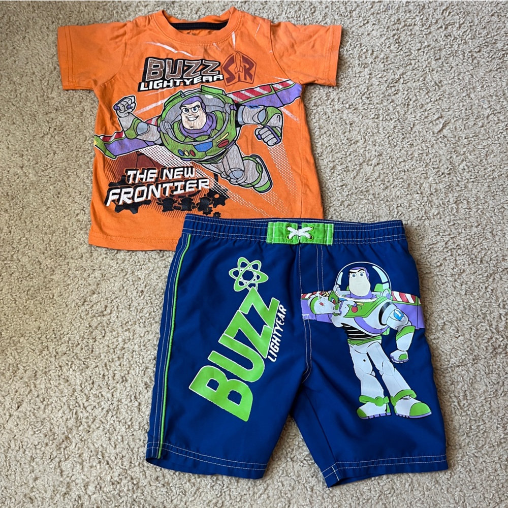 Toy Story 3T Lot Swimsuit Boys Trunks Tshirt Buzz Lightyear Disney Pixar Toddler